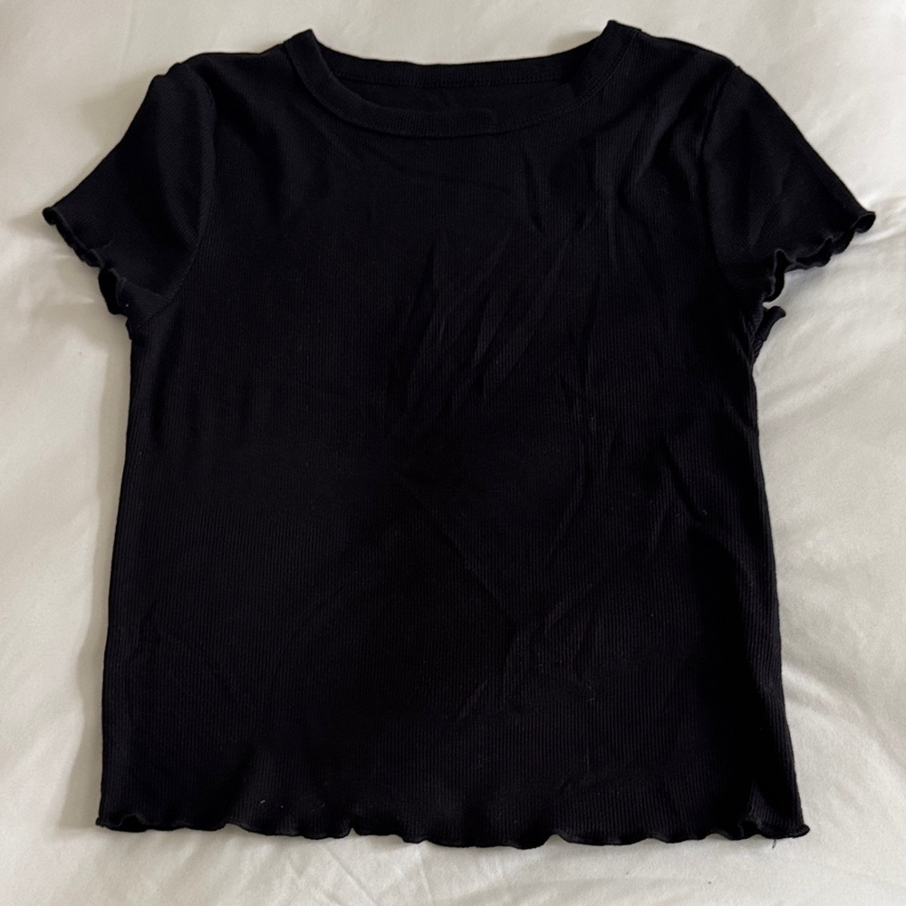 Black Women's cropped rib Top